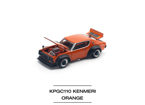 Load image into Gallery viewer, POPRACE 1/64 SKYLINE GT-R V8 DRIFT (KENMERI) ORANGE Model Car
