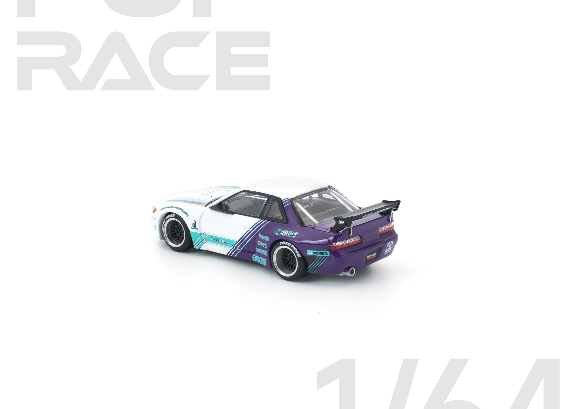 (Pre-order) POPRACE 1/64 PANDEM S13 WHITE PURPLE Diecast Model Car #PR640455