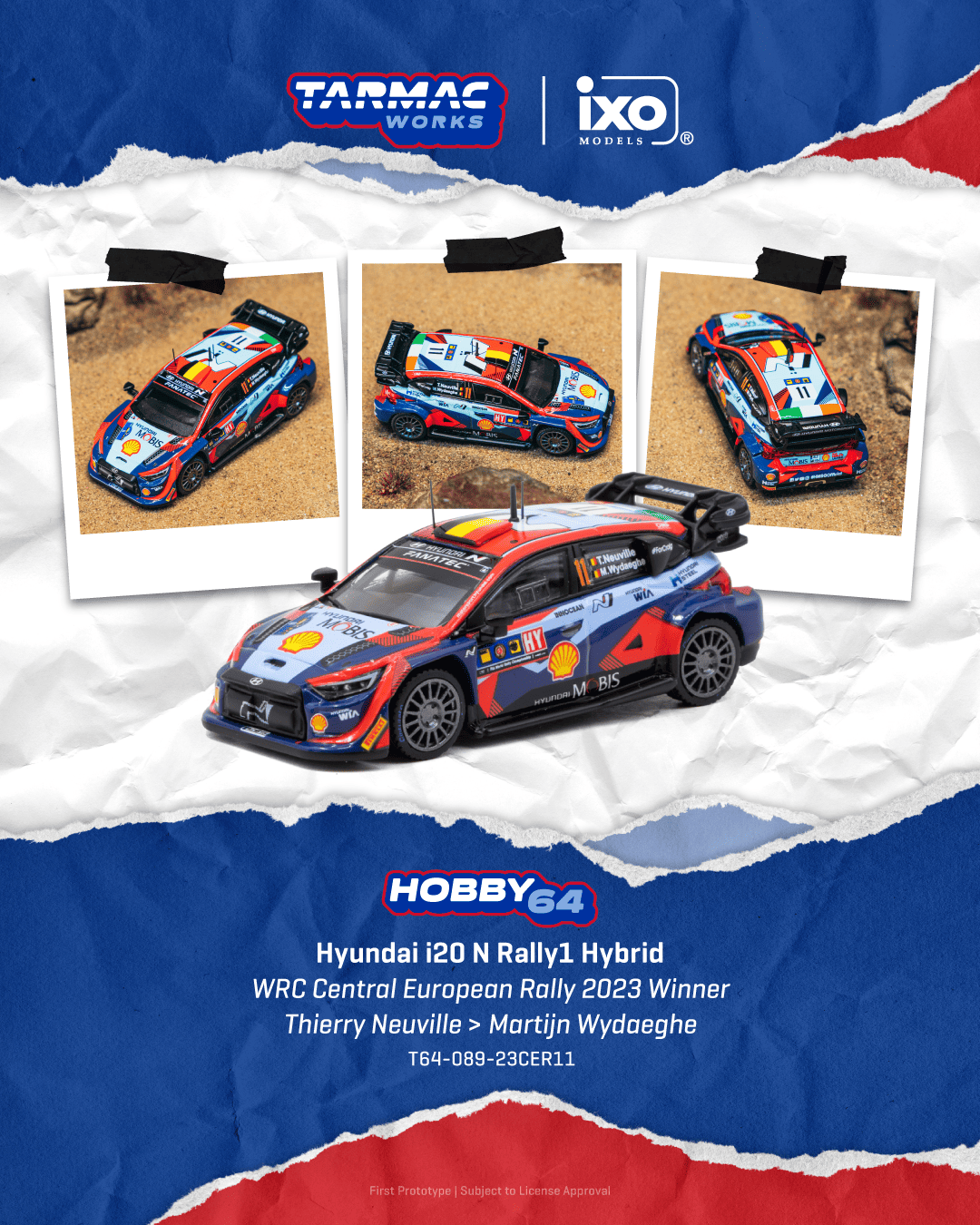 (Pre-order) Tarmac Works 1/64 Hyundai i20 N Rally1 Hybrid WRC Central European