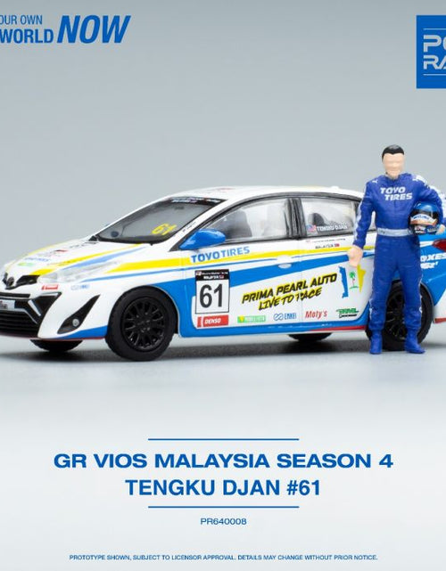 Load image into Gallery viewer, POPRACE 1/64 Die-cast Car GR VIOS MALAYSIA SEASON 4 TENGKU DJAN 61 (w/ Figure)
