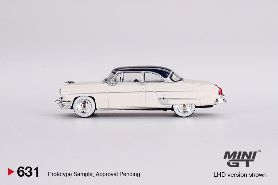 Mini GT #631 1/64 Lincoln Capri 1954 Arctic White / Atlantic Blue