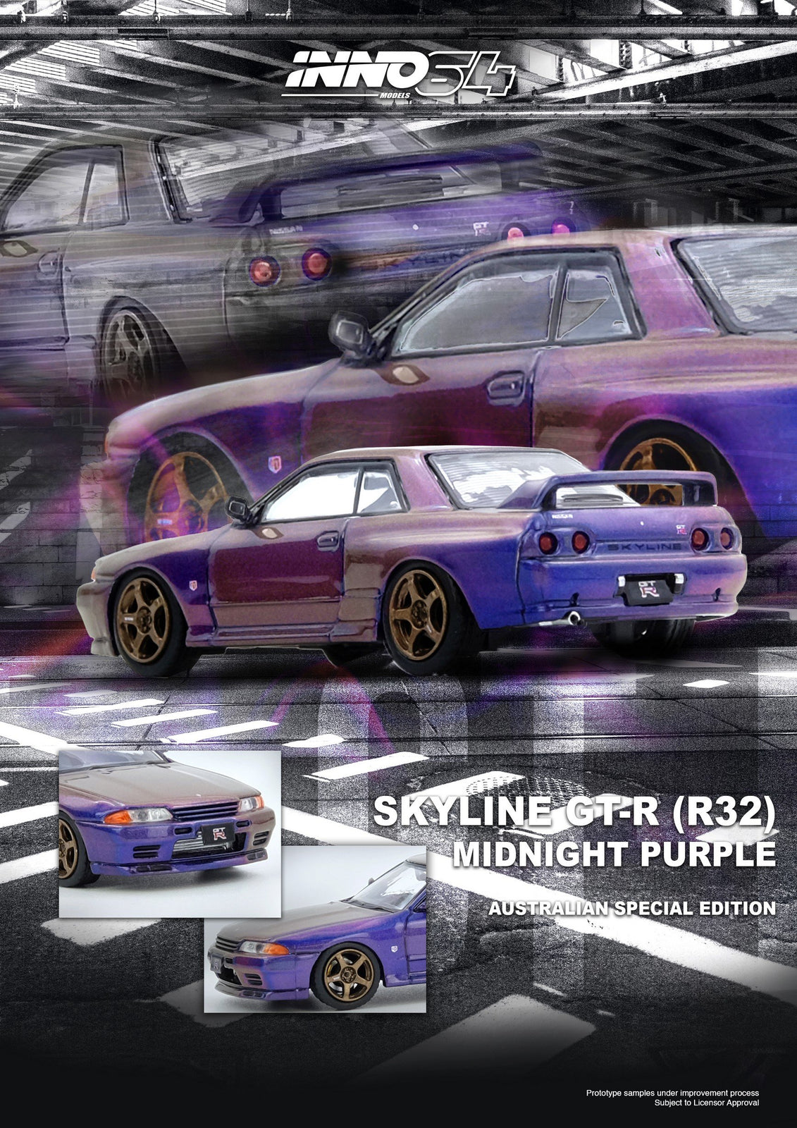 INNO64 1/64 SKYLINE GT-R (R32) Midnight Purple Australia Special Ed.