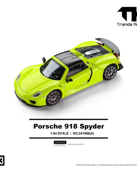 (Pre-order) Trends Hobby 1/64  Diecast Porsche 918 Spyder - Acid Green Model Car