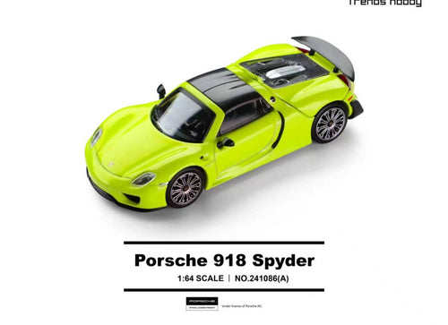 Load image into Gallery viewer, (Pre-order) Trends Hobby 1/64  Diecast Porsche 918 Spyder - Acid Green Model Car
