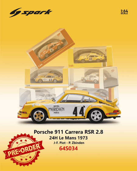 (Pre-order) Sparky 1/64 - Porsche 911 Carrera RSR 2.8 No.44 24H Le Mans 1973