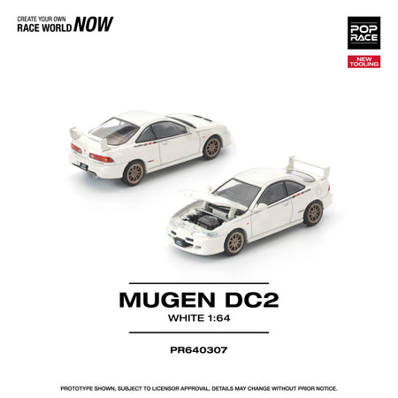 (Pre-order) POP RACE 1/64 MUGEN DC2 WHITE Diecast Model Car