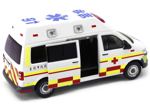 Load image into Gallery viewer, Tiny Diecast Model TW50 Transporter Ambulance Taiwan Taipei City Fire Department
