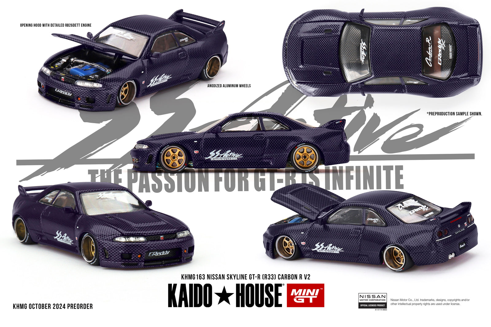 KaidoHouse X Mini GT 1/64 Nissan Skyline GT-R(R33) Active Carbon R V2