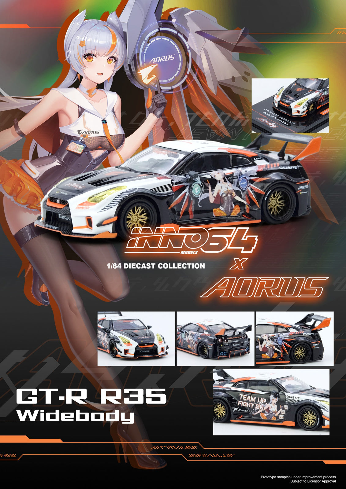 INNO64 1/64 GT-R R35 WIDEBODY AORUS X INNO64 Limited Edition