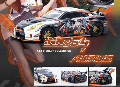 Load image into Gallery viewer, INNO64 1/64 GT-R R35 WIDEBODY AORUS X INNO64 Limited Edition
