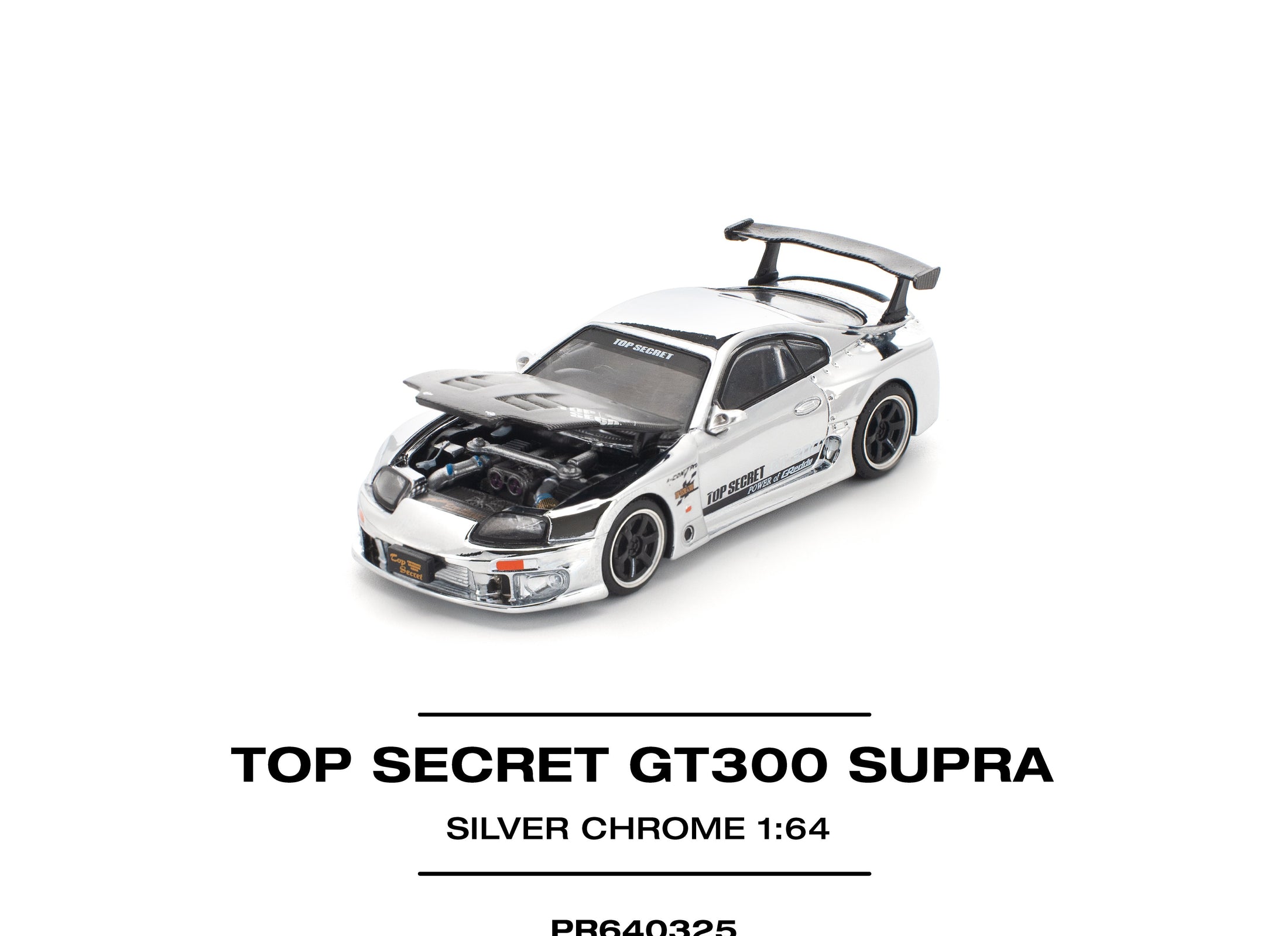 POPRACE 1/64 TOP SECRET GT300 SUPRA - SILVER CHROME Model Car