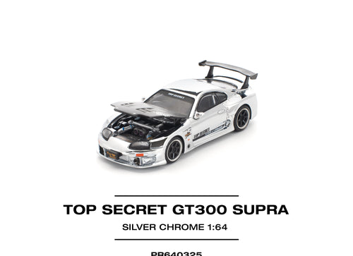 Load image into Gallery viewer, POPRACE 1/64 TOP SECRET GT300 SUPRA - SILVER CHROME Model Car
