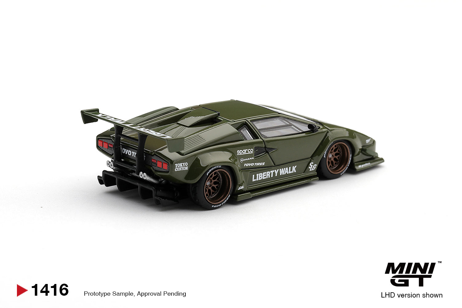(Pre-order) Mini GT #1416 Lamborghini Countach LB-WORKS Army Green Diecast Model