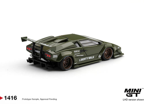 Load image into Gallery viewer, (Pre-order) Mini GT #1416 Lamborghini Countach LB-WORKS Army Green Diecast Model
