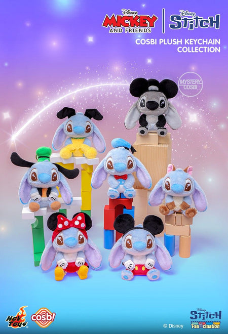 Hot Toys Mickey & Friends Stitch Cosbi Plush Keychain Collection (Set of 6)