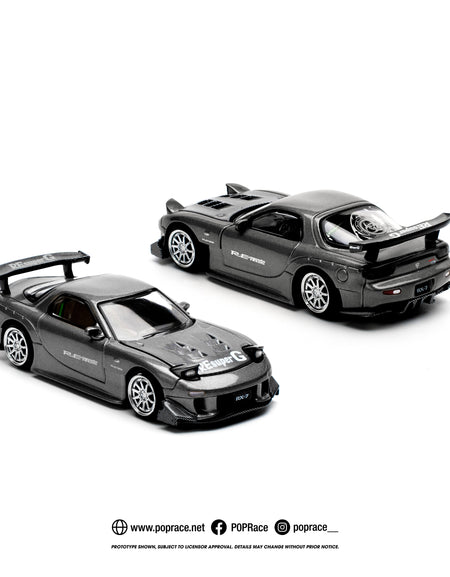 POPRACE 1/64 MAZDA RX7 RE-AMEMIYA - GUN METAL Model Car