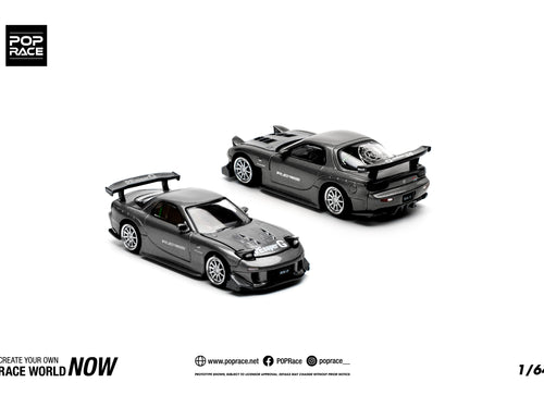 Load image into Gallery viewer, POPRACE 1/64 MAZDA RX7 RE-AMEMIYA - GUN METAL Model Car
