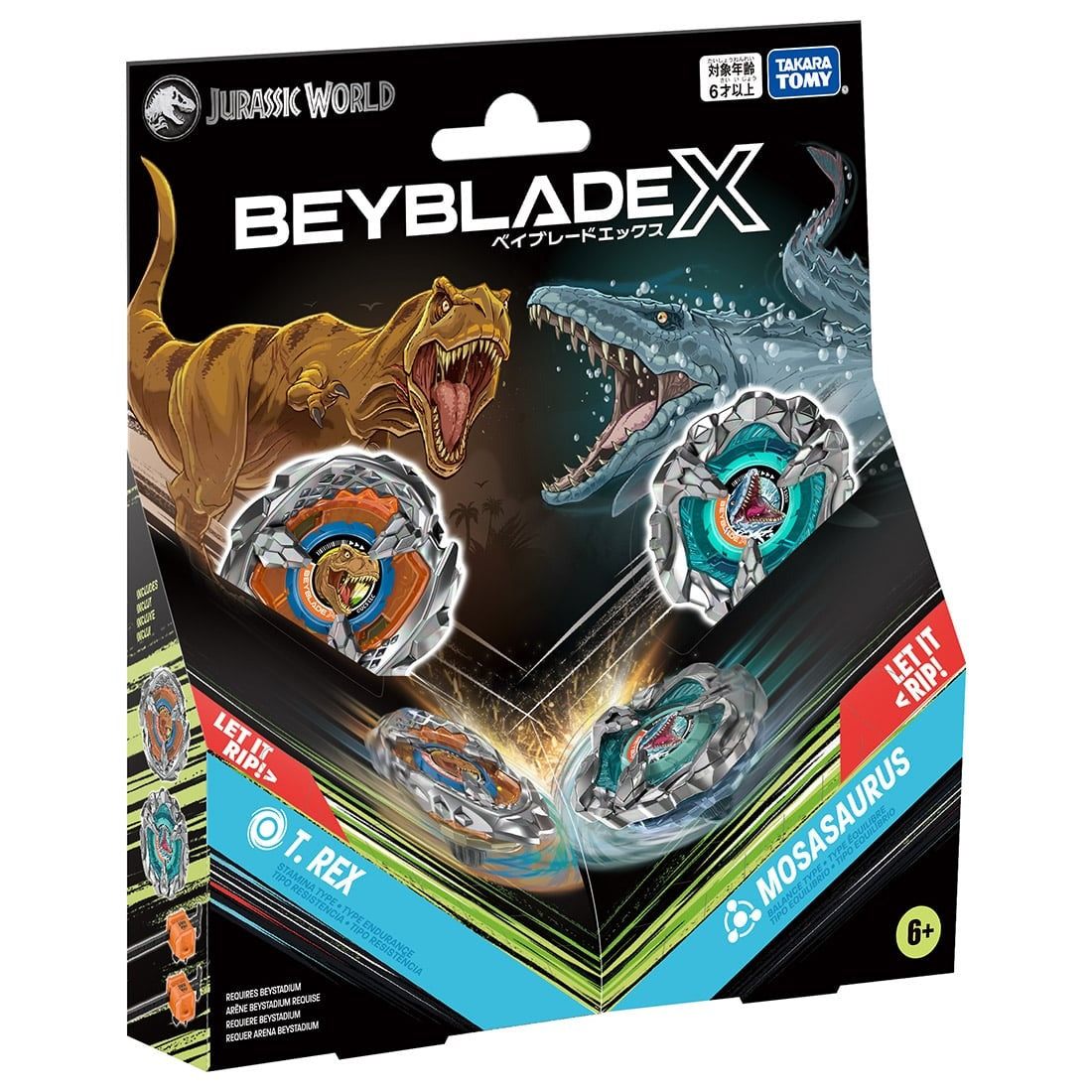 Takara Tomy Beyblade X BX-00 BXG-40 Jurassic World T-Rex Mosasaurus Starter Set