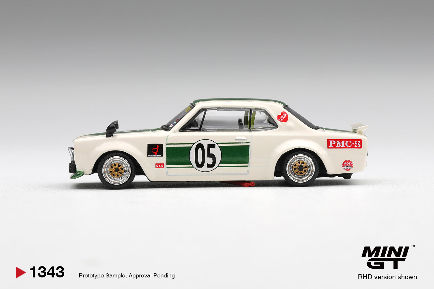 (Pre-order) Mini GT #1343 Nissan Skyline LB-WORKS "HAKOSUKA" White/Green RHD