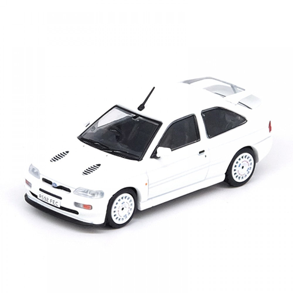 INNO64 1/64 FORD ESCORT RS COSWORTH WHITE LHD DIECAST WITH OZ RALLY RACING WHEEL