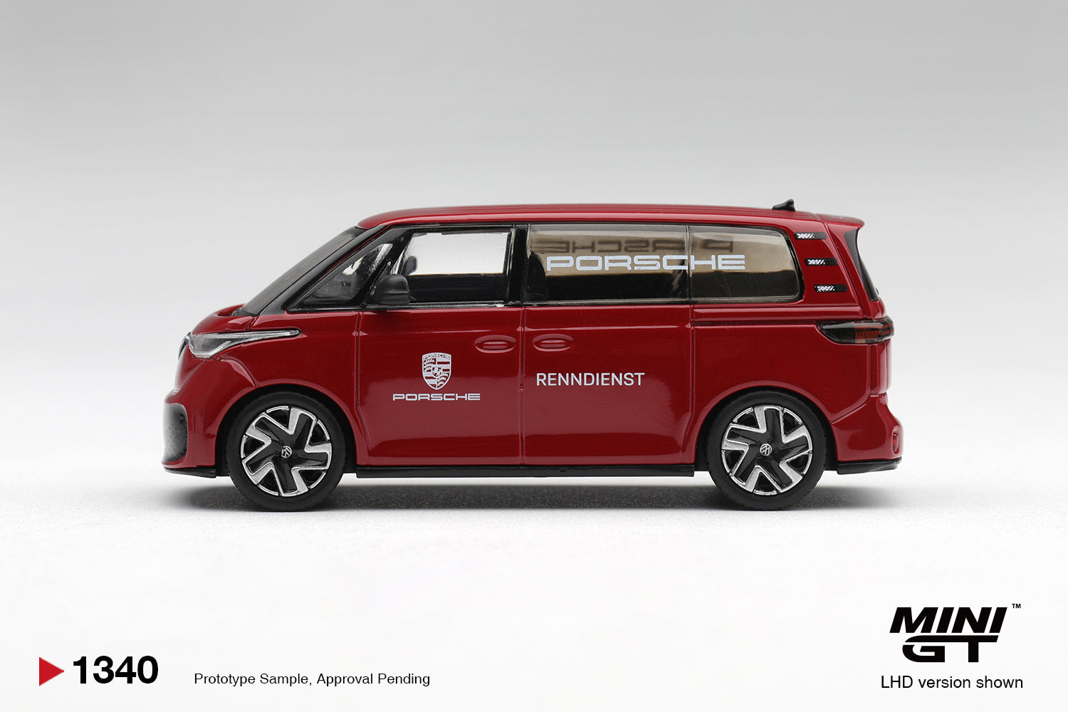 (Pre-order) Mini GT #1340 Volkswagen ID.Buzz Porsche Renndienst Red LHD