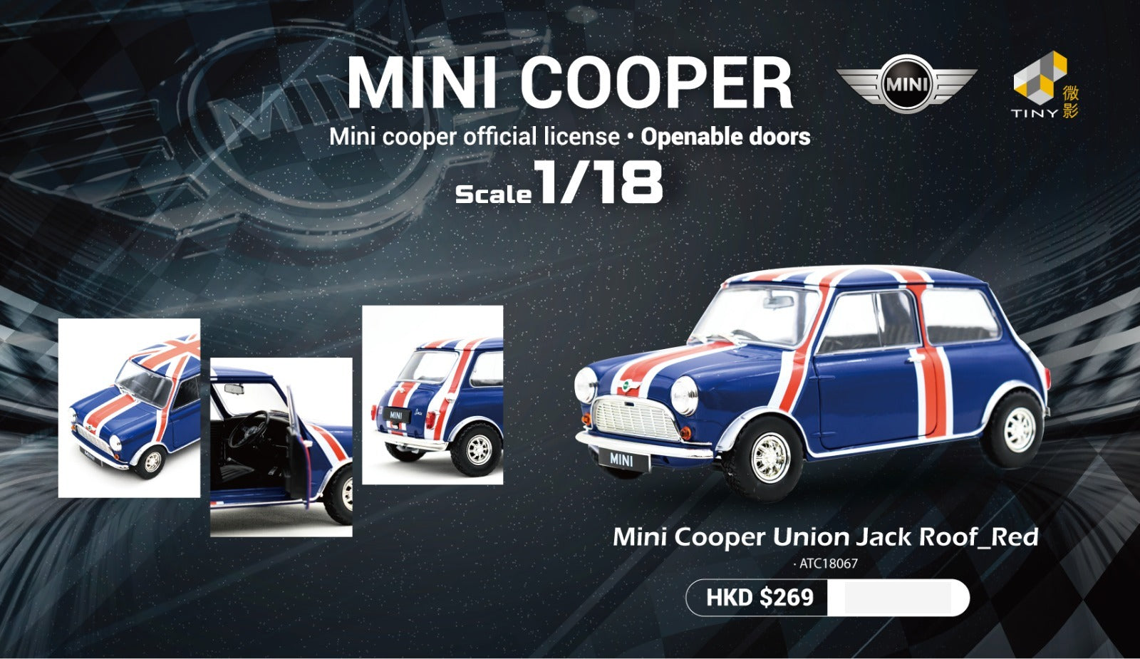 Tiny City 1:18 Diecast Model Car Mini Cooper Union Jack England