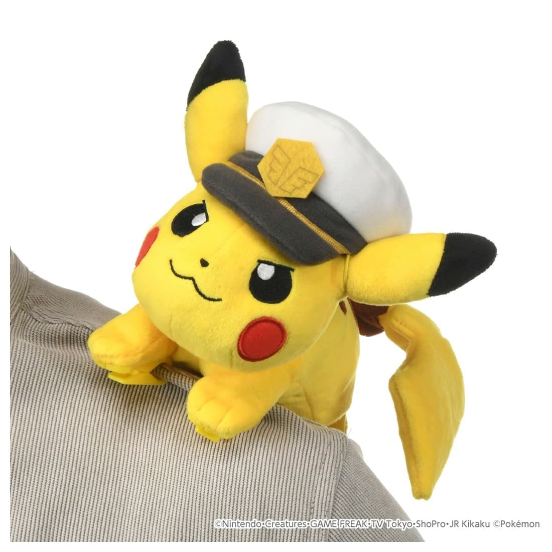 Takara Tomy Pokemon Soft Plush Toy Captain Pikachu on Shoulder