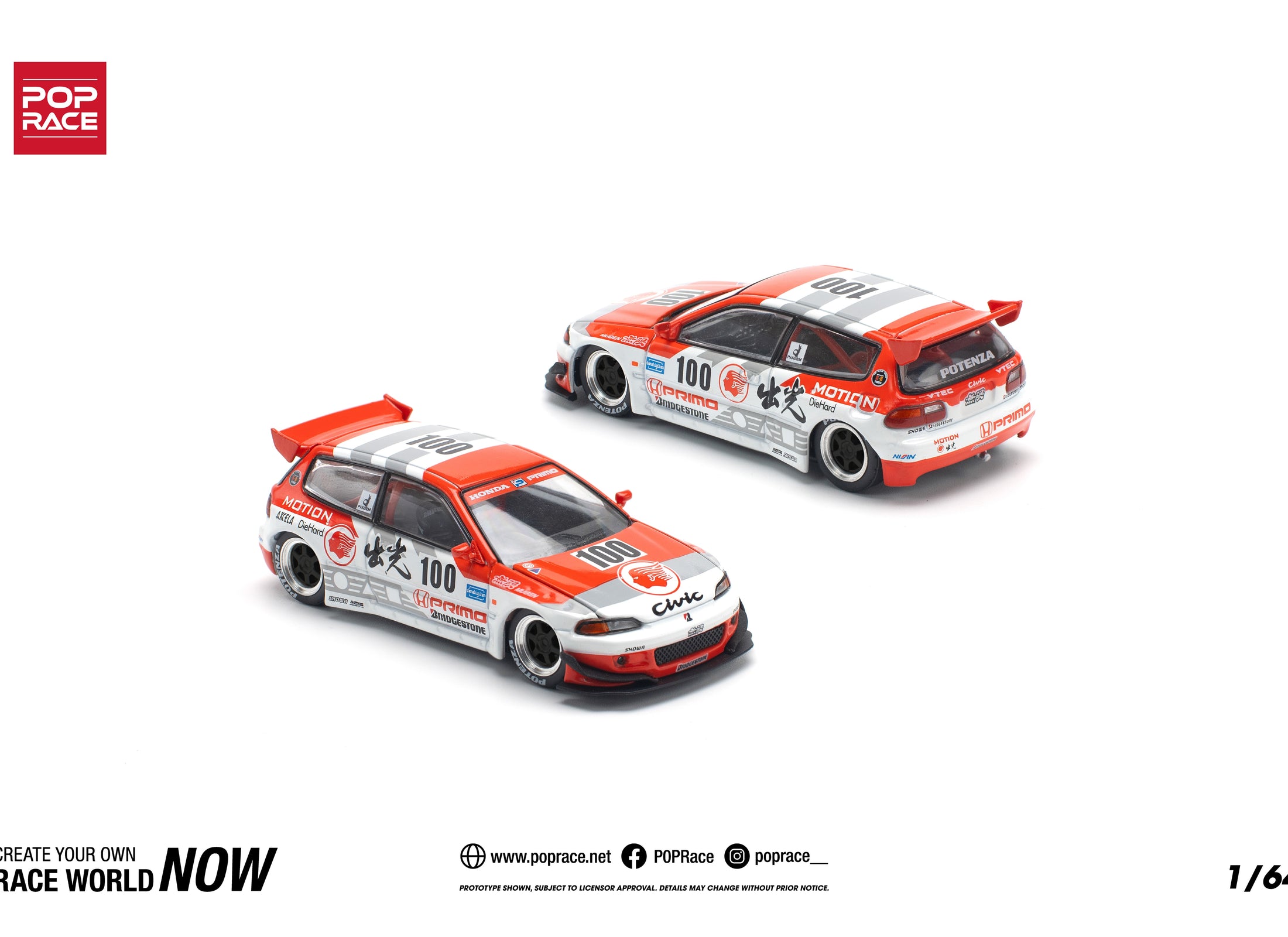 POPRACE 1/64 PANDEM CIVIC EG6 v1.5 IDEMITSU MOTION INFINITE Model