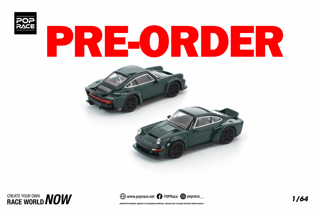 (Pre-order) POPRACE 1/64 SINGER DLS TURBO (ROAD) GREEN Diecast Model Car