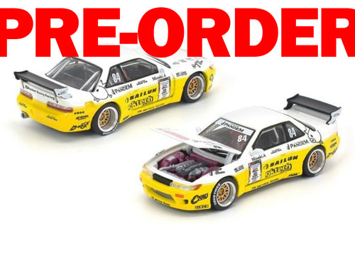Load image into Gallery viewer, (Pre-order) POPRACE 1/64 PANDEM SILVIA S13 2020 D1 LIGHTS YELLOW/WHITE Model
