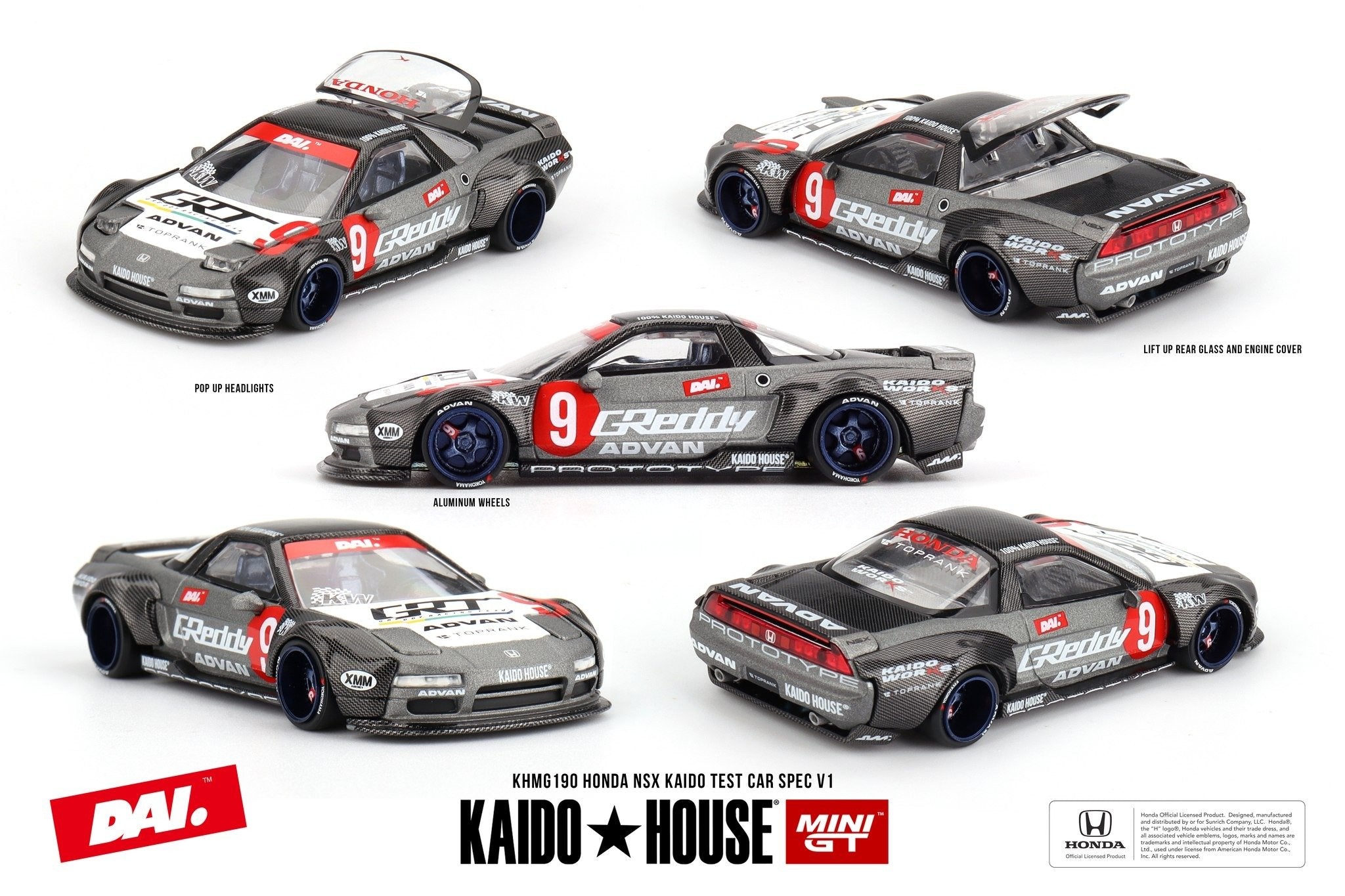 Kaido House x Mini GT Honda NSX Kaido Test Car Spec V1 Model Car