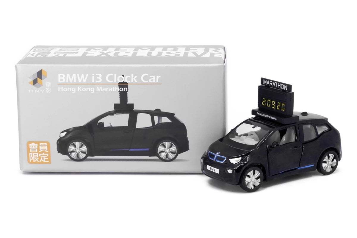 Tiny City Die-cast Model Car 1/64 - BMW i3 Marathon Clock Car (Fluid Black)