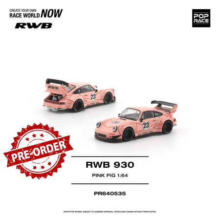 (Pre-order) POPRACE 1/64 - RWB 930 "PINK PIG" Diecast Model Car