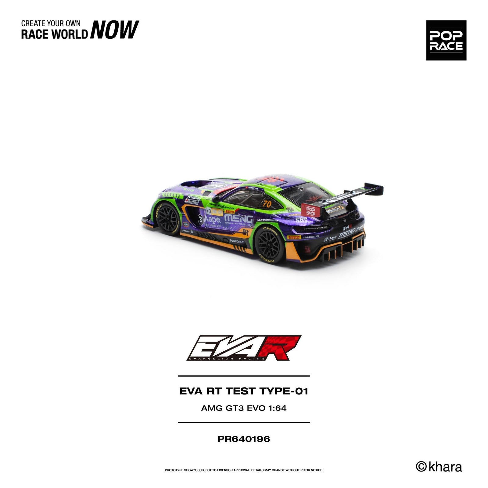 (Pre-order) POPRACE 1/64 - EVA RT TEST TYPE -01 AMG GT3 EVO MACAU GP 2023