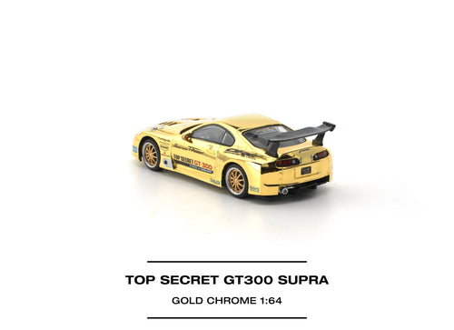 Load image into Gallery viewer, (Pre-order) POPRACE 1/64 - TOP SECRET GT300 SUPRA GOLD CHROME Diecast Model Car
