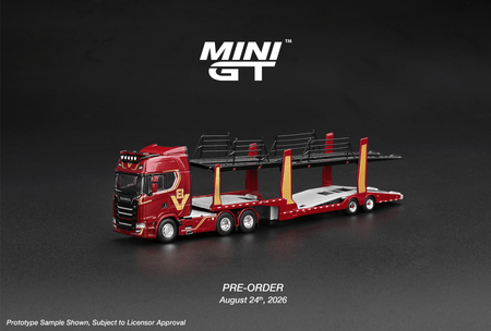(Pre-order) Mini GT #1350 Scania 770S A6x4NA Car Transporter V8 50th Anniv. LHD