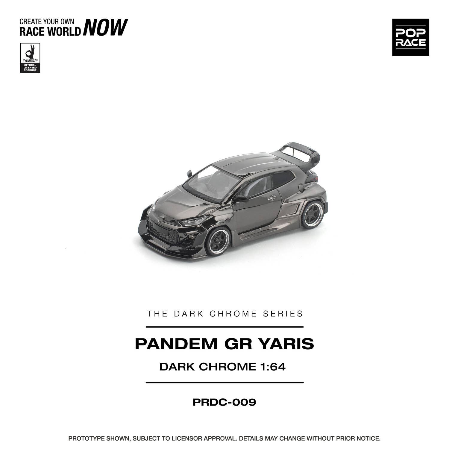 (Pre-order) POP RACE 1/64 PANDEM GR YARIS DARK CHROME Diecast Model Car PRDC-009