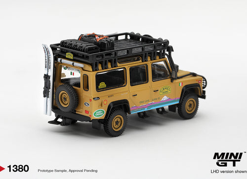 Load image into Gallery viewer, (Pre-order) Mini GT #1380 Land Rover Defender 110 1998 Camel Trophy Italy LHD
