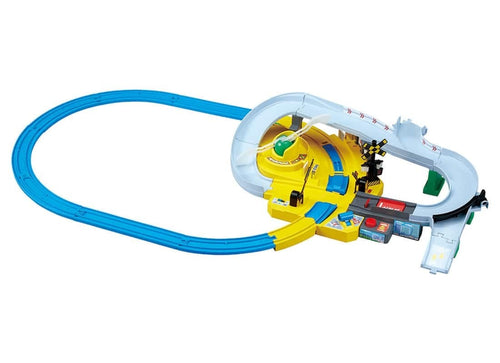 Load image into Gallery viewer, Takara Tomy Plarail Let`s Play with Tomica! Kankan Railroad Crossing Playset
