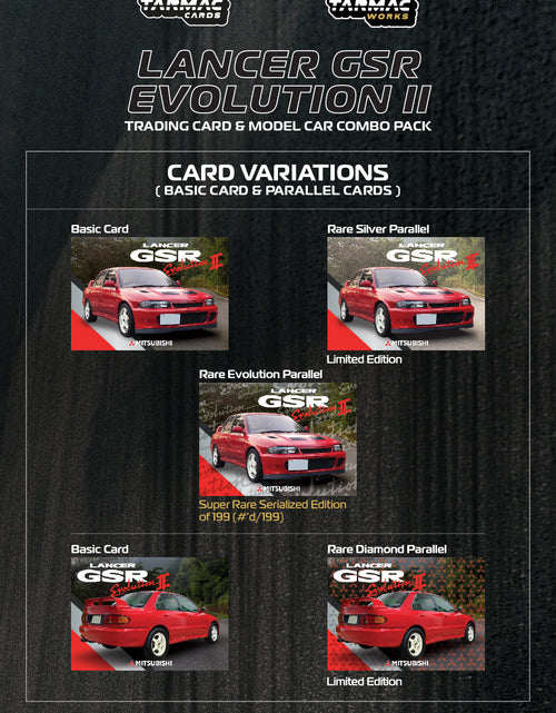 Load image into Gallery viewer, Tarmac Works 1/64 Mitsubishi Lancer GSR Evolution II Red Model Car
