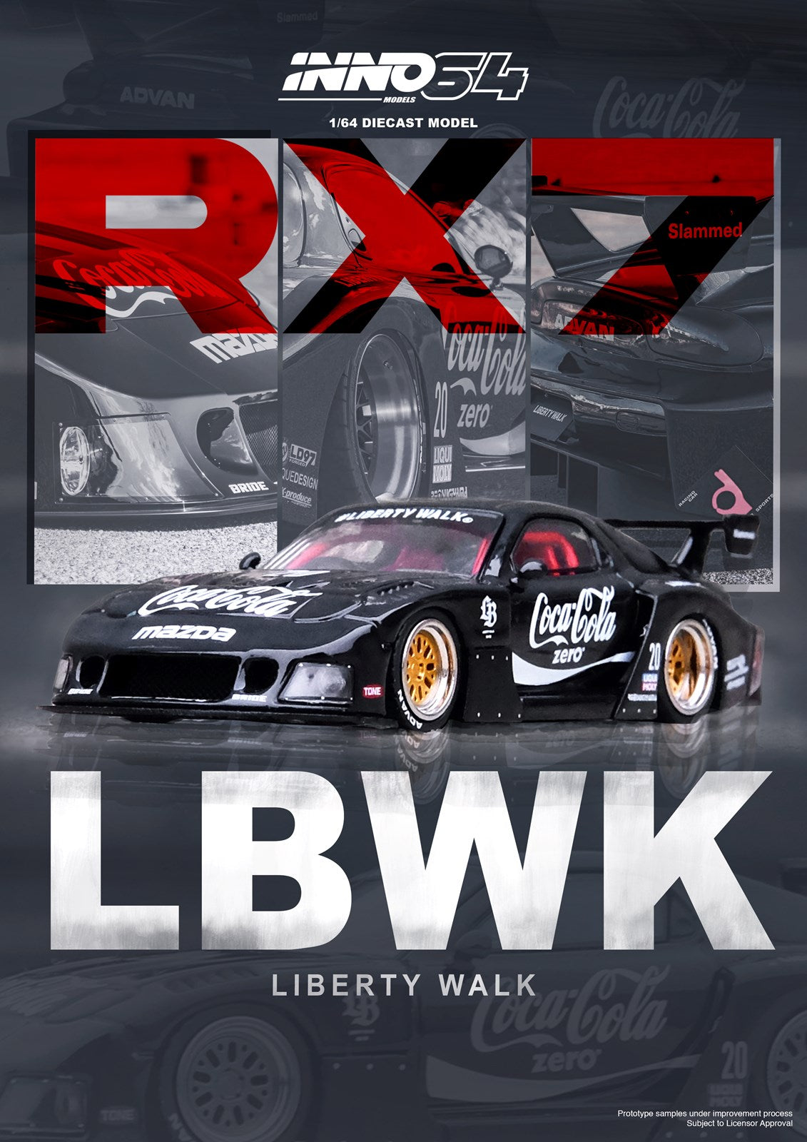 INNO64 X Tiny 1/64 MAZDA RX7 (FD3S) LB-SUPER SILHOUETTE - Coca Cola