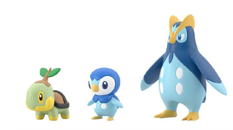 Bandai Pokemon scale world sinnoh region turtwig & piplup & prinplup w/o gum