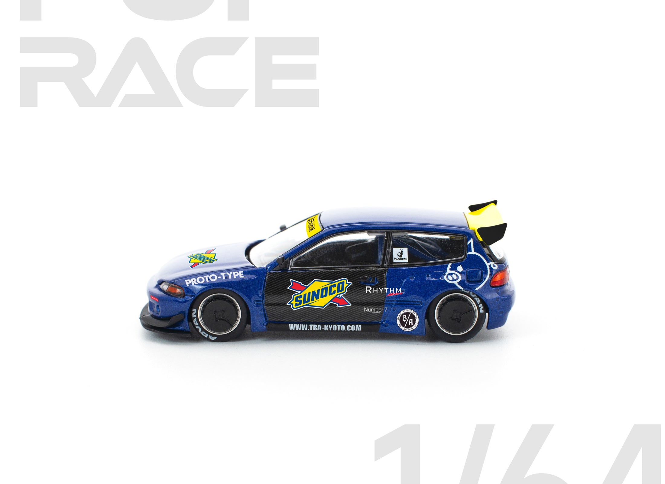(Pre-order) POPRACE 1/64 PANDEM CIVIC EG6 BLUE/BLACK Diecast Model Car