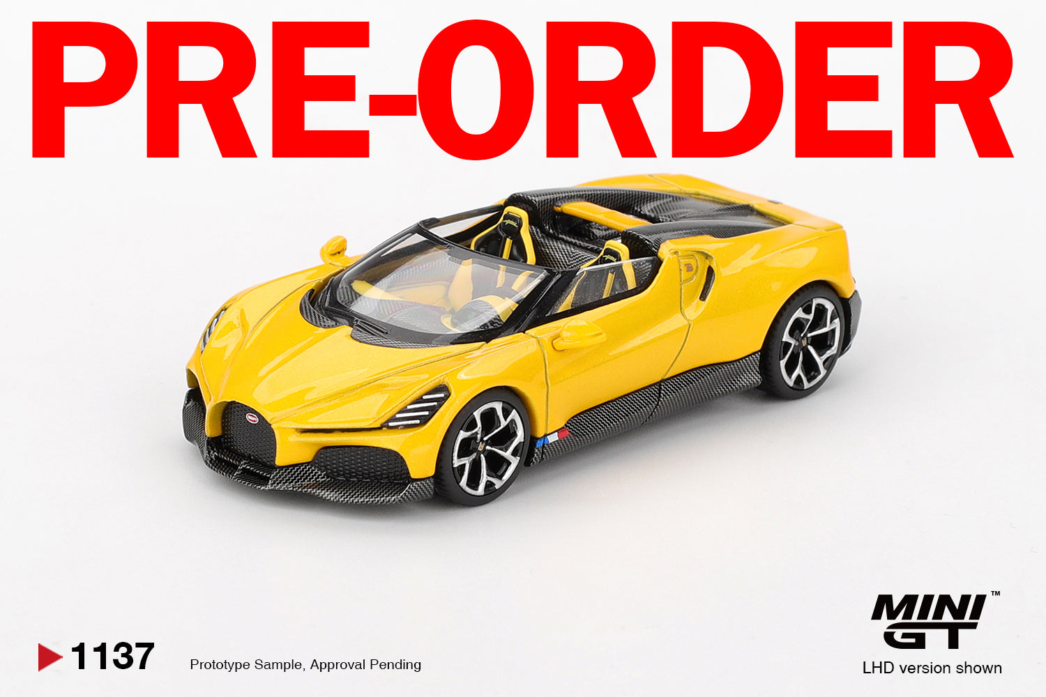 (Pre-order) MINI GT #1137 Bugatti W16 Mistral Yellow Diecast Model Car