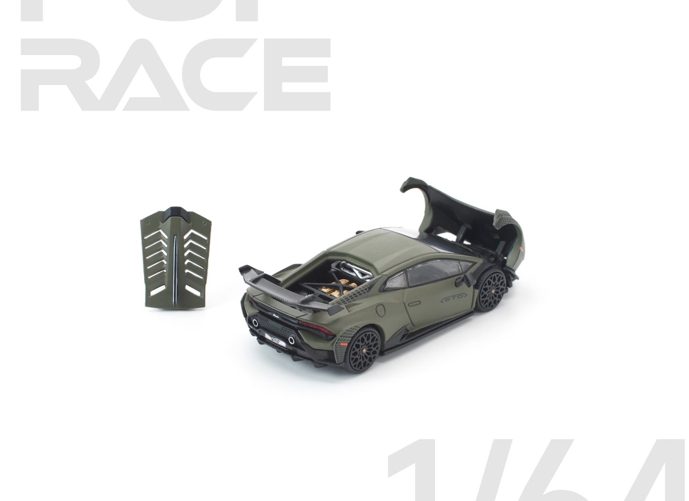 (Pre-order) POP RACE 1/64 lamborghini huracan sto verde turbine matt #pr640347