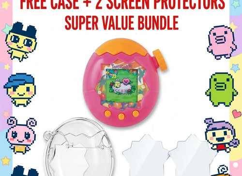 Load image into Gallery viewer, Bandai Tamagotchi Paradise Orange Tropics w Case + Screen Protector x2 Value Set
