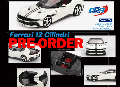 Load image into Gallery viewer, (Pre-order) BBR 1/64 Ferrari 12 Cilindri Bianco Avus Diecast Model BBRFER64034
