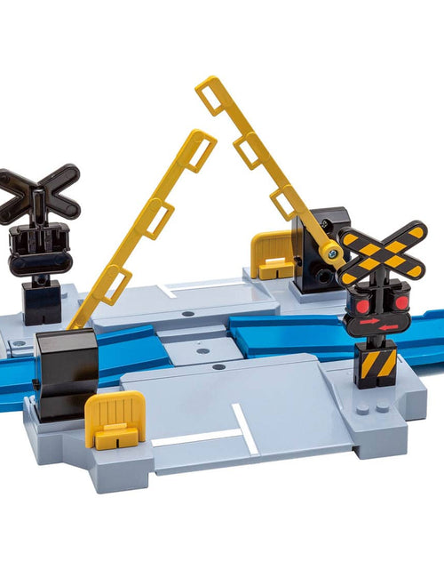 Load image into Gallery viewer, Takara Tomy Plarail Train Accessory - J-12 Railroad Crossing playing with Tomica
