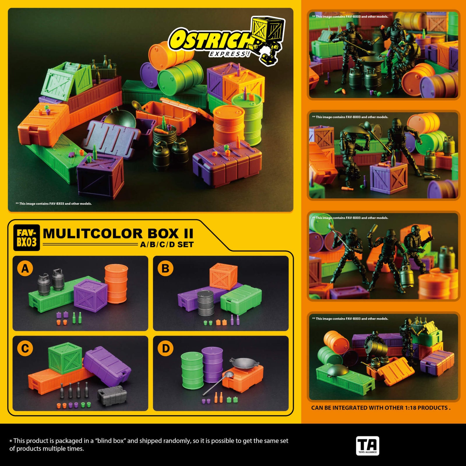 TOYS ALLIANCE FAV-BX03 Ostrich Express! MULTICOLOR BOX II (Full set of 4) 1:18