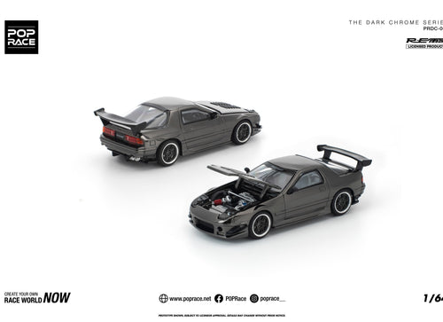 Load image into Gallery viewer, (Pre-order) POPRACE 1/64 MAZDA RX7 FC3S RE-AMEMIYA DARK CHROME Diecast Model Car
